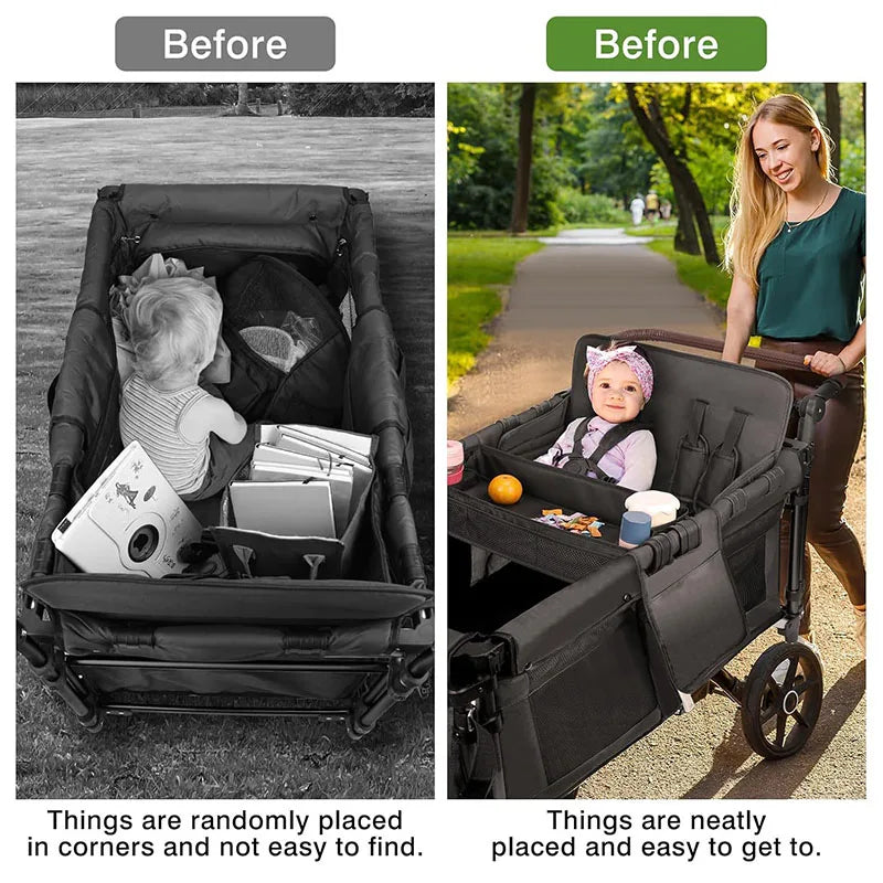 1PC Snack Tray Attachment Cart Hanging Bag Easy to Clean Universal Snack Tray for Wagon W4 Accessories with Cup Holder