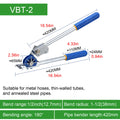 VBT Manual Tube Bender Pipe Diameter 9.25-22.22mm Bending Radius 0-180° Copper Tubing Tool Dual Roller Design for Plumbing Use
