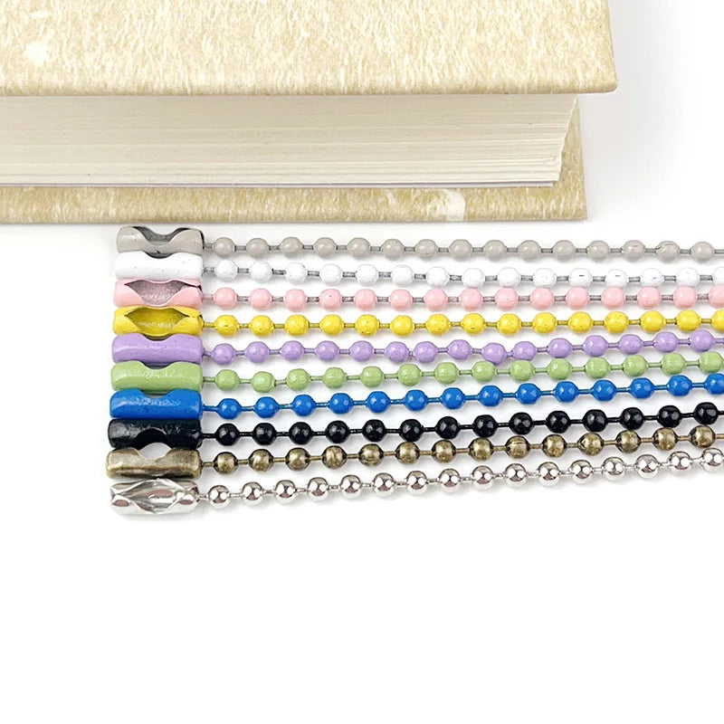10 Colors 11.5cm 50-200piece 2.4mm Baking Paint Metal Bead Chain Round Wave Chain Handmade DIY Tag Keychain Toy Pendant Material