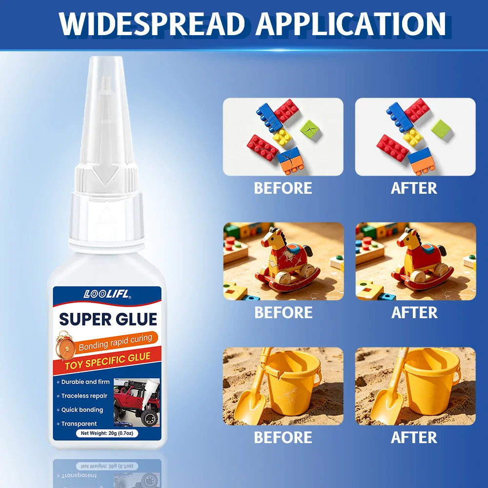 Loolifl 1-10Pcstoy Repair Expert Super Glue 15S Quick Bond Transparent Traceless Instant Adhesive for Plastic Model & DIY Crafts