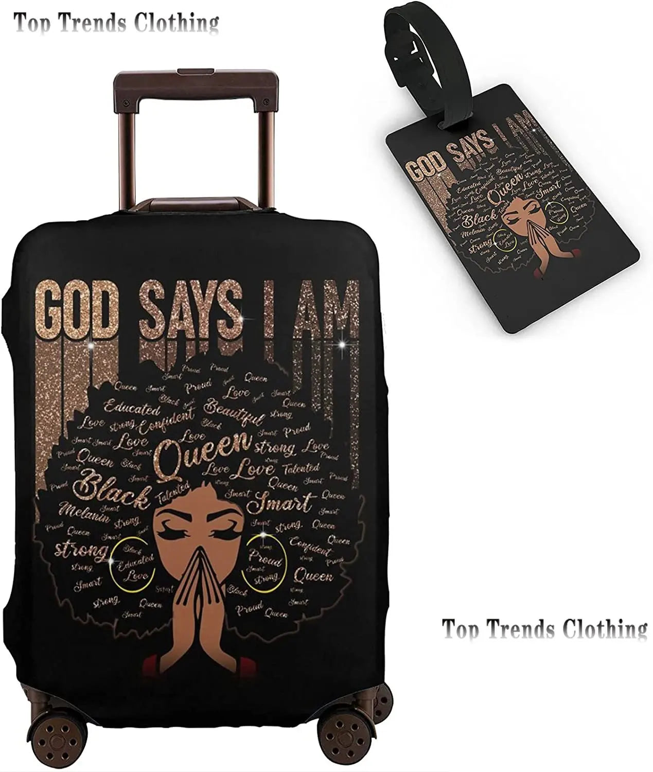 Travel Suitcase Protector African American Woman Elastic Protective Washable Luggage Cover With Concealed Zipper For 18-32 Inch