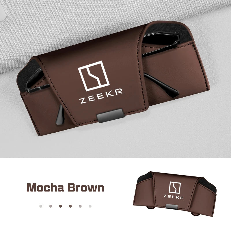 Sunglasses Box Magnetic Leather Car Visor Glasses Case For ZEEKR 001 007 009 X MIX 7X 9X M-Vision Glasses Case Car Accessories