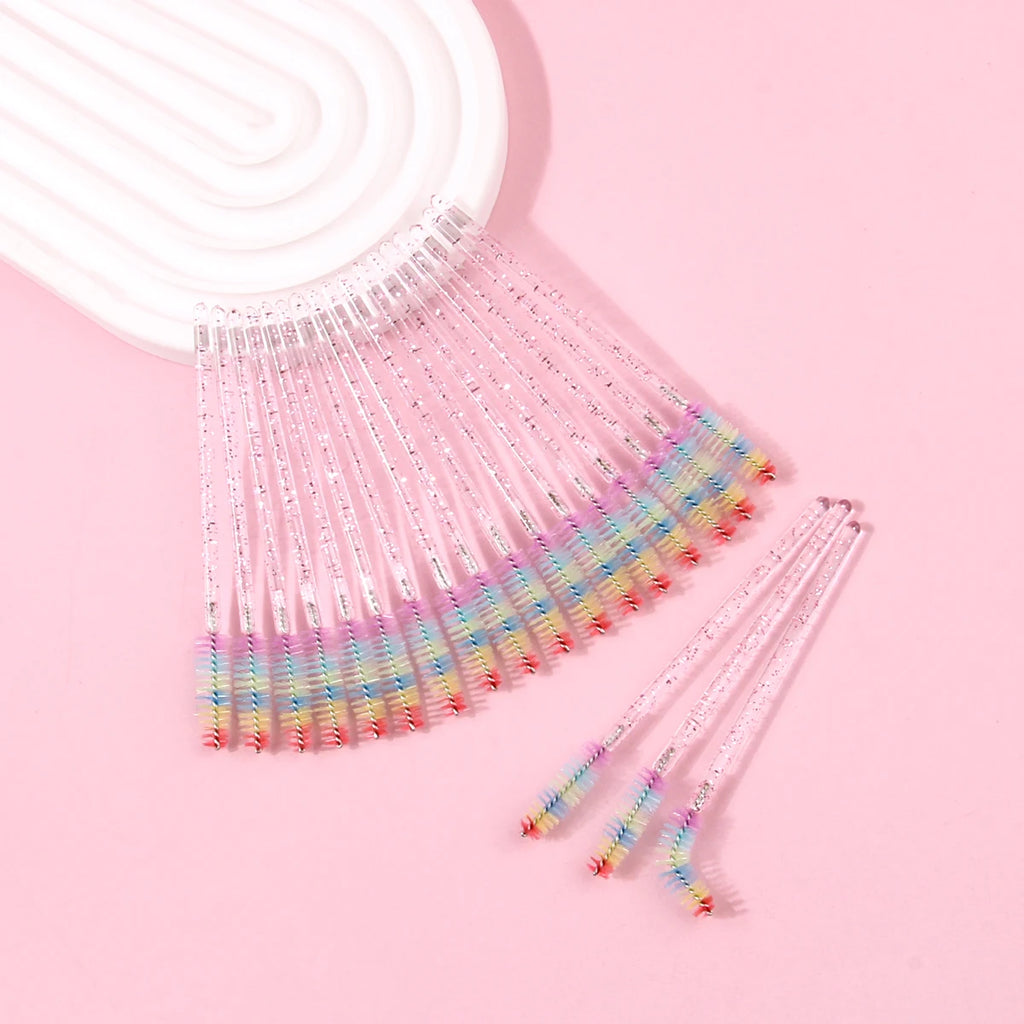 50pcs Reusable Crystal Rod Eyelash Brush Eyelash Comb Eyebrow Comb Eyelash Curl Spiral Multi Purpose Portable Makeup Brush