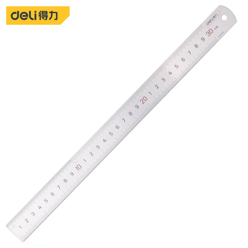 Deli 1 Pcs 15/20/30/50cm Multi-standard Measuring Ruler Stainless Steel Woodworking Portable Hand Percision Measuring Tools