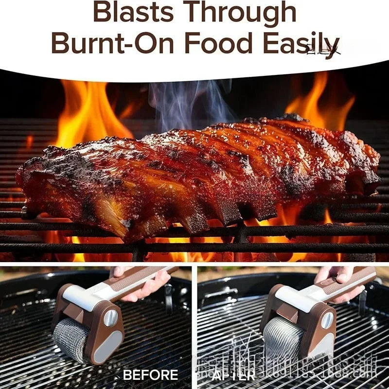 Electric Stainless Steel Roller Bbq Grill Cleaner Brush Rechargeable Washable Portable