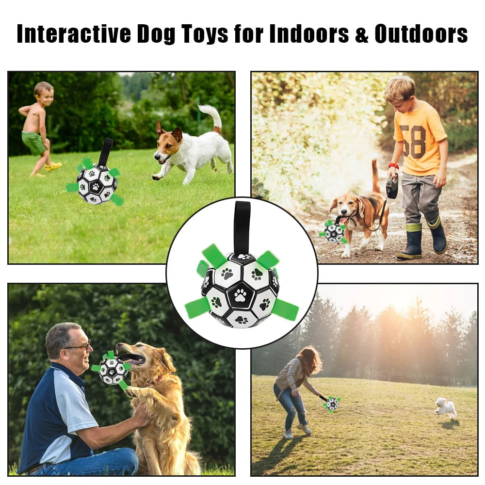 Dog Bite Chew Balls Pets Accessories With Grab Tabs Interactive Pet Football Toys Puppy Outdoor Training Soccer 15cm