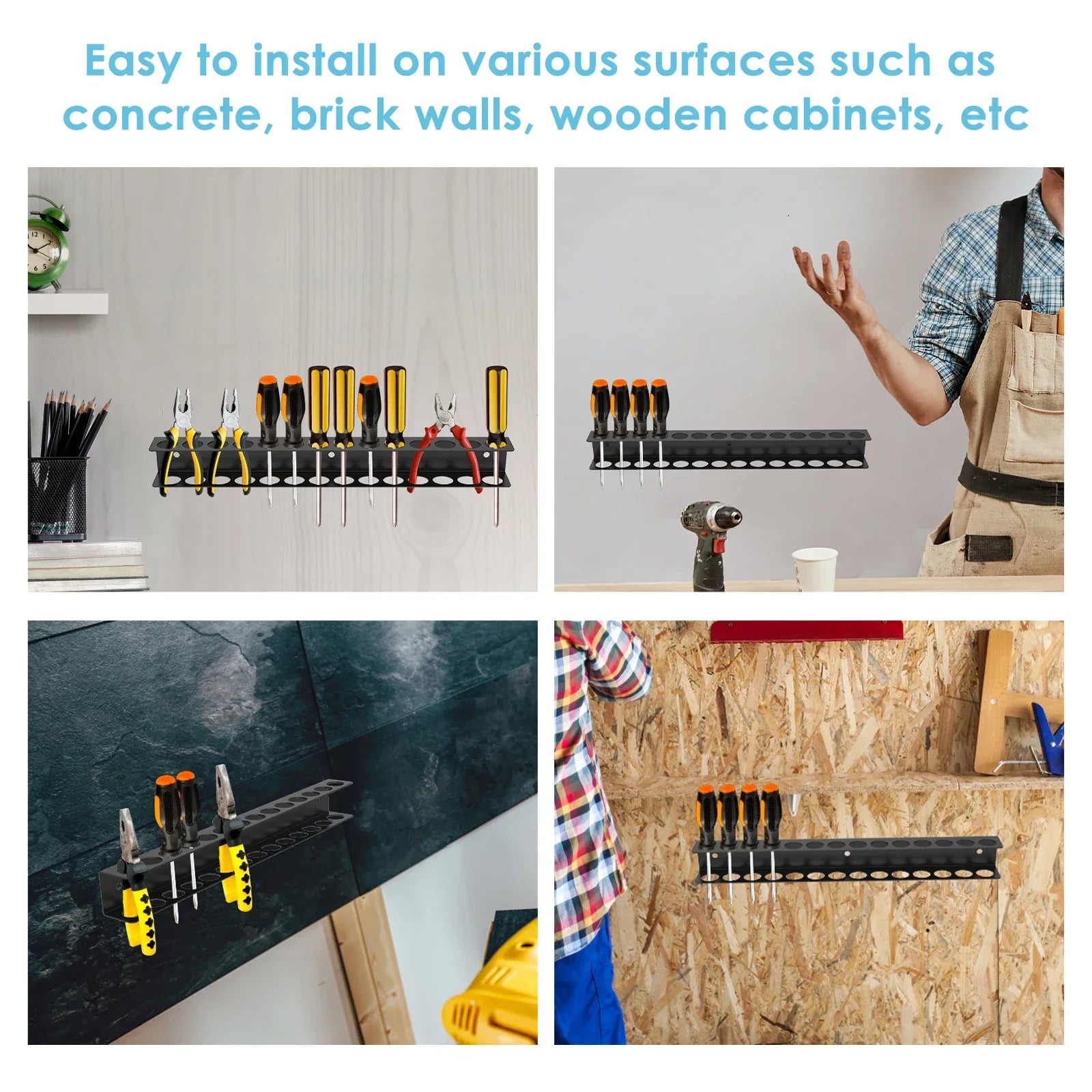 Screw Driver Holder Space-saving Tool Holder Heavy Duty Wall Mount Screwdriver Holder with 23 Holes for Tool Storage Rack Easy