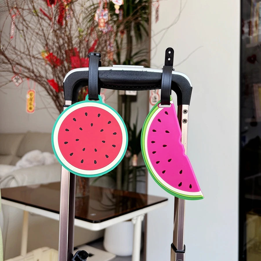 1/2pcs vacation style red watermelon luggage tag pendant luggage accessories for business trips, airport luggage, anti loss ID t