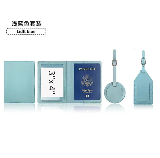 Custom Name Travel Passport Cover Round Luggage Tag Personalized Suitcase Label With Air-tag Bag PU Leather Luxury Dropship Gift