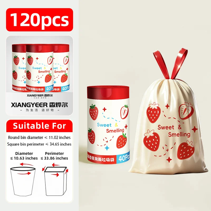 strawberry pattern Tear-free garbage bags home portable Kitchen dormitory enlarged and thickened plastic bag