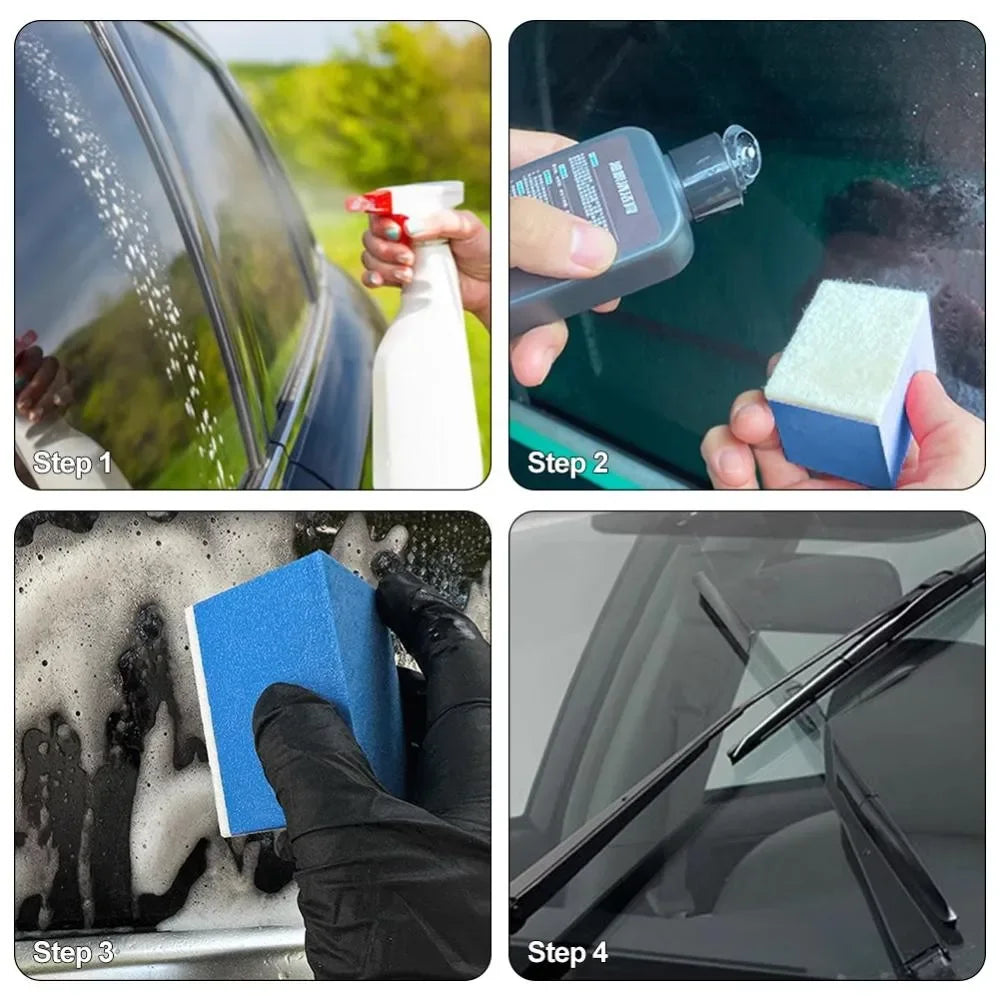 Car Glass Oil Film Cleaning Sponge Wiper Polishing Sponges Car Windshield Wool Felt Brush Oil Removal Tools