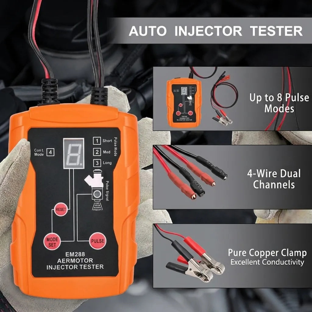 EM288 Fuel Injector Tester DIY Cleaner Set 8 Pulse Modes Car Fuel Cleaning Injector Work with Fuel Pressure Tester Car