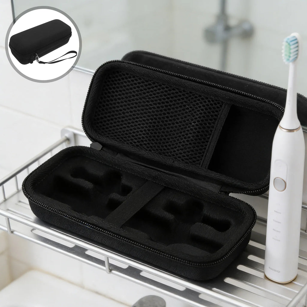 Electric Toothbrush Travel Pouch - Hard Shell Portable Organizer with Mesh Pockets for Brush Heads Chargers Accessories Fit Oral