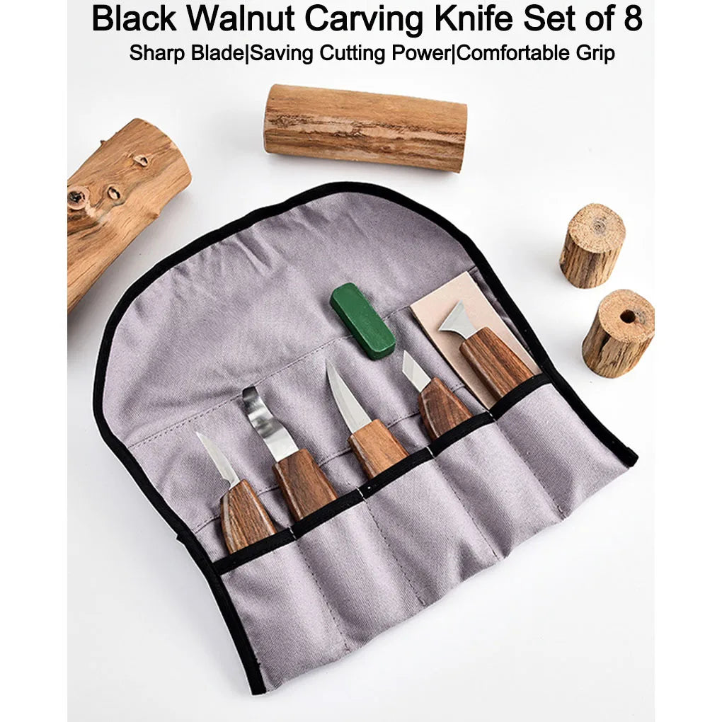 New 8/17PCS Wood Carving Kit Wood Carving Tools Hand Carving Knife Set with Needle File Wood Spoon Carving Kit for Beginners