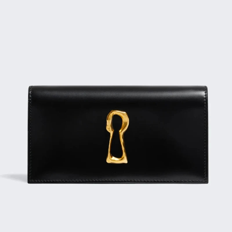 Luxury Keyhole Clutch Women 2026 Trend Fashion Elegant Party Wedding Bridal Purse New Black Faux Leather Gold Chain Shoulder Bag