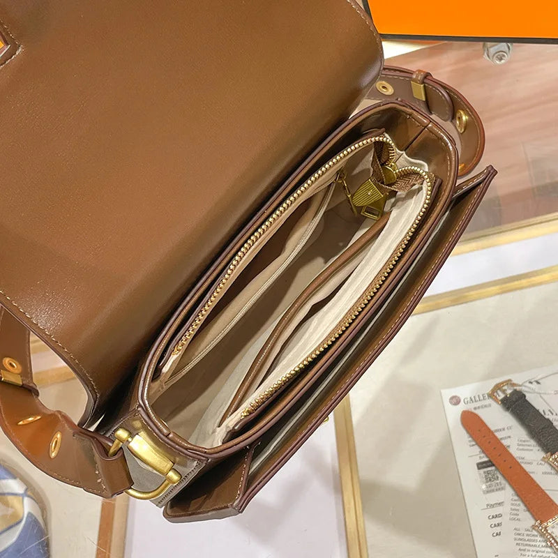 Luxury leather handbag large capacity fashion messenger shoulder bag functionality