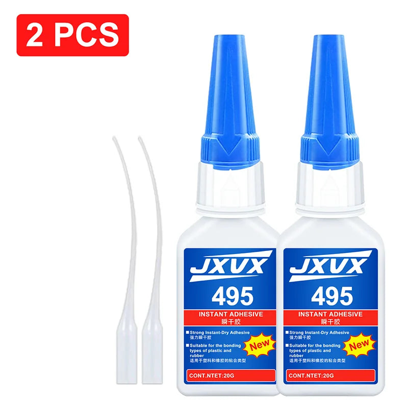 JXVX Super Instant 495 Glue,5Sec Super Glue Strong Bond for Shoes/Glass/Metal/Wood/Plastic,Ceramic Quick Dry Industrial Strength Instant Adhesive Tool