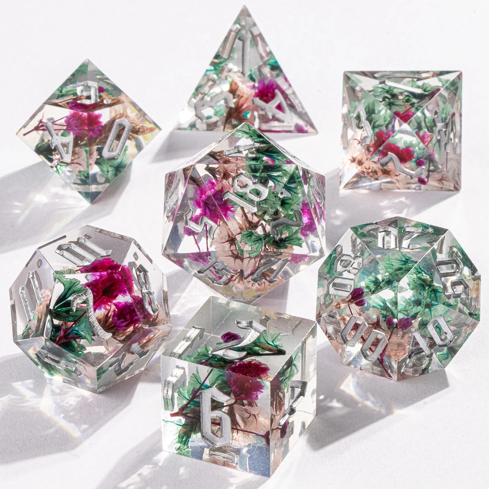 DnD Handmade Resin Dice, Polyhedral Dice Set for Dungeons and Dragons, D and D Dice, Sharp Edged Resin D&D Dice, D20 Dice