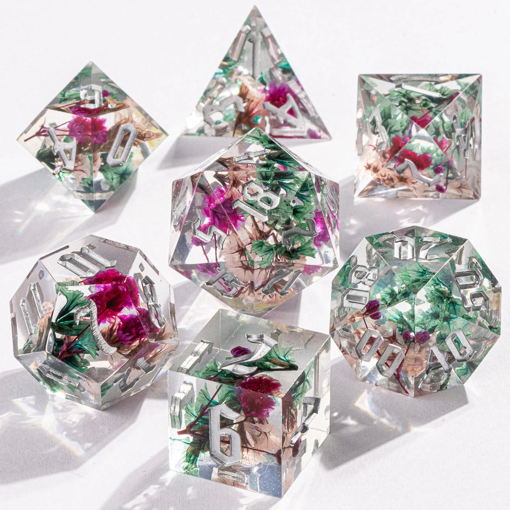 Handmade D&D Polyhedral Dice Set for Dungeons and Dragons, D and D Dice, Sharp Edged Resin D&D Dice Set Gifts, D20 Dice