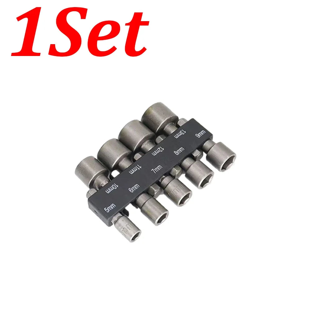 1-4Set 5-12mm Hexagon Nut Driver Drill Socket Screwdriver Wrench Set 9/14Pcs Screwdriver Socket Pneumatic for Woodworking Tools
