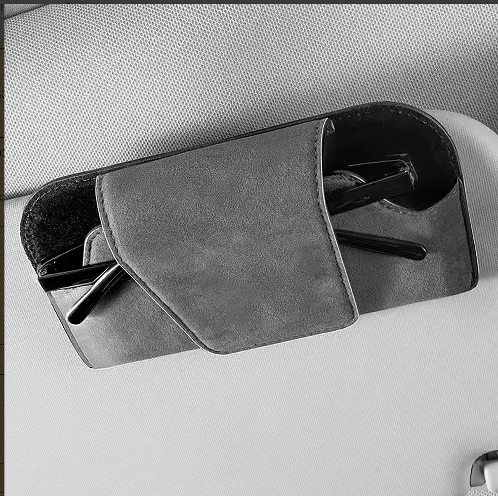 Car Glasses Case Auto Sun Visor Suede Glasses Holder Sunglasses Clip Card Ticket Holder Universal Interior Accessories