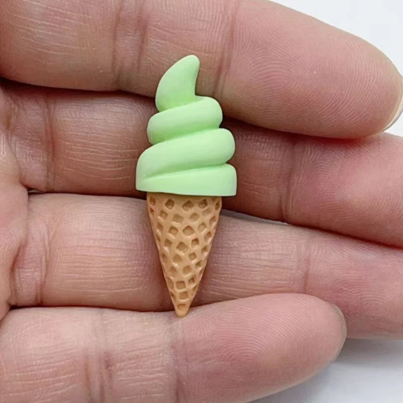 10pcs 3D ice cream cone simulation DIY miniature food  house decoration resin pendant handmade material