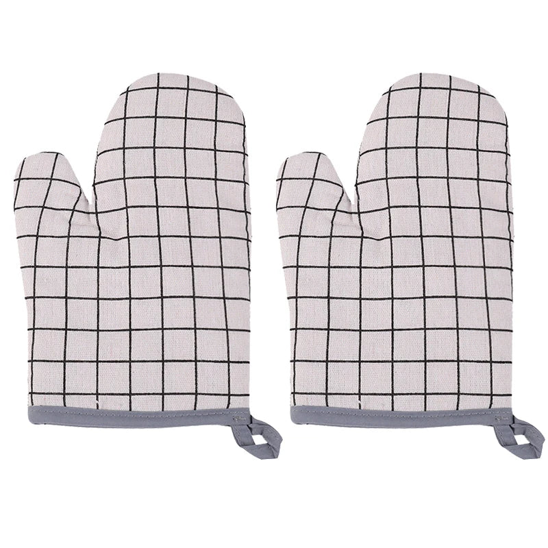 2PCS high-temperature resistant oven gloves, anti scalding, anti slip, thickened cotton and linen insulation gloves, household m