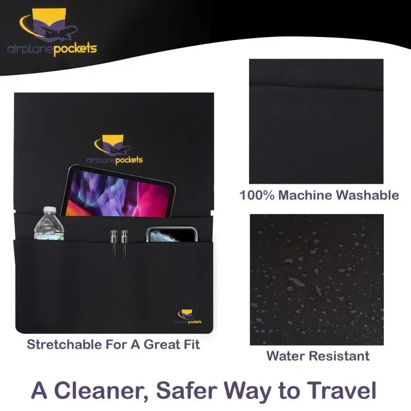 Aircraft Meal Tray Holder, Seat Back Organizer, Tray Table Cover, Airplane Seat Back Hanging Pouch, Phone and Cup Storage Bag