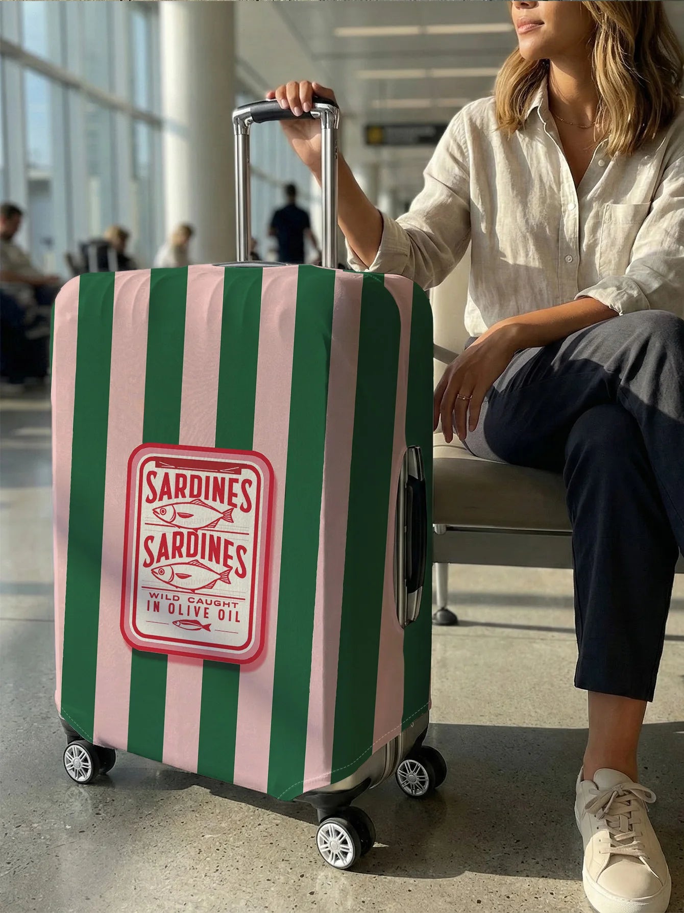 Vintage Sardine Can Print Luggage Cover, Suitable for 18-32 Inch Luggage Cover, Luggage Handle Glove, Travel Accessories