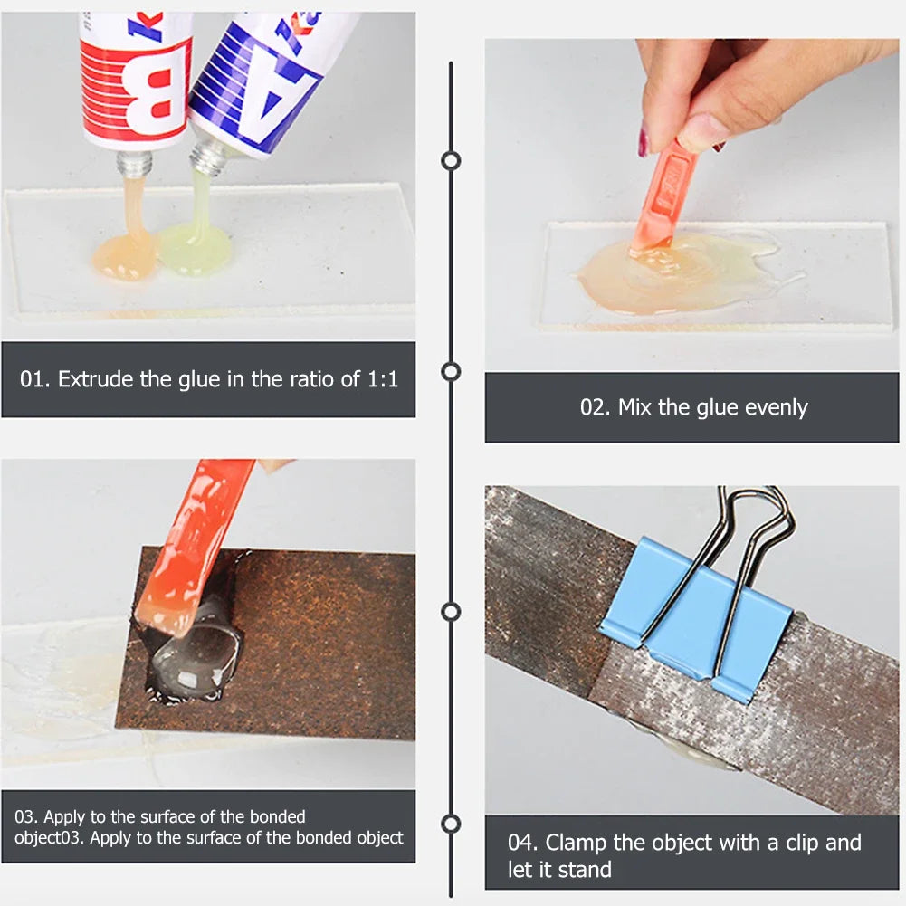 Strong Adhesive A+B Glue Metal Glass Pipe Leakage Repairing Plugging Superglue Marble Wood Welding Fixing Quick-Drying Tool