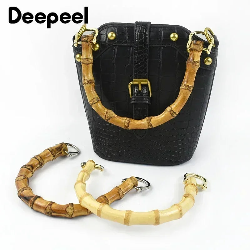 2/4Pcs Deepeel 12cm Natural Bamboo Bag Handles for Women Handbag Handle Purse Frame DIY Handmade Making Bags Replace Accessories