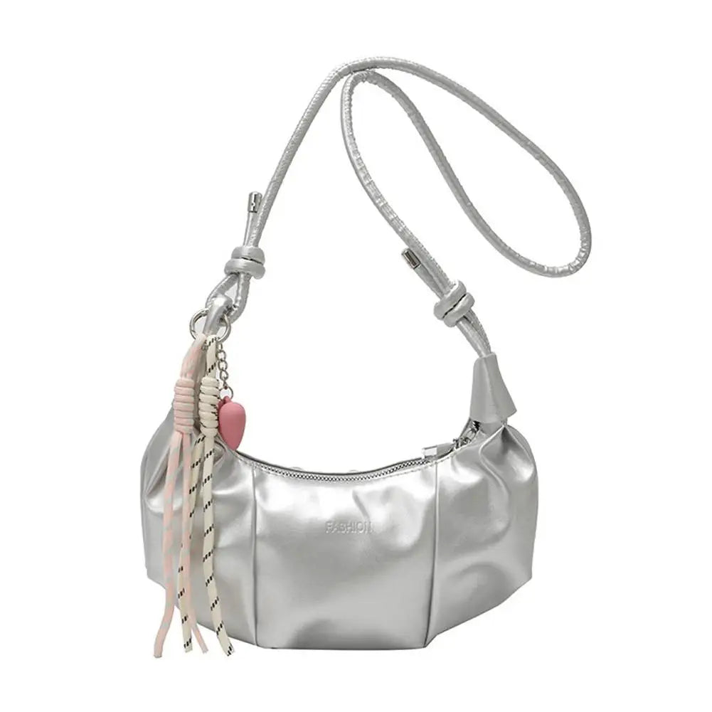 2026 New Elegant Dumpling Shape Shoulder Bag For Women Street Trend PU Material Zipper Opening Crossbody Purse Bag