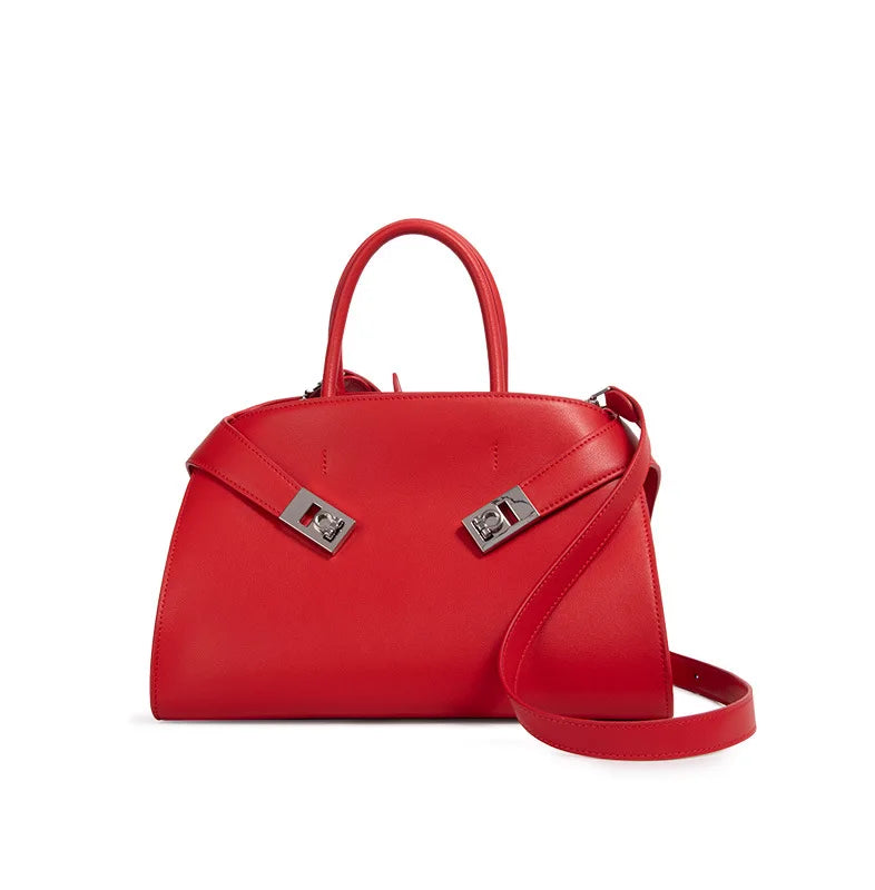 High-end Niche Design Tote Bag, Large-capacity Cowhide Shoulder Messenger Bag, Unique Texture, Fashionable and Simple