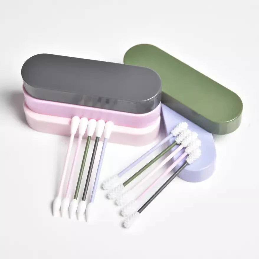 Silicone Cotton Swab Stick Ear Scoop Kit, Reusable Double-Head Ear Cleaning Tool, 1 Set