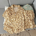 Women's Summer Thin Pajamas with Leopard Print Pattern, Short-Sleeved Shorts, Sweet and Cute, Can Be Worn Outside in Summer, Two-Piece Home Wear Set
