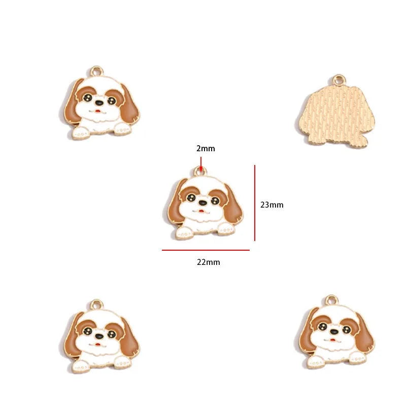 12pcs Alloy Drip Oil Cute Pet Dog Jewelry DIY Pendant Earrings Necklace Accessories Keychain Pendant Handmade