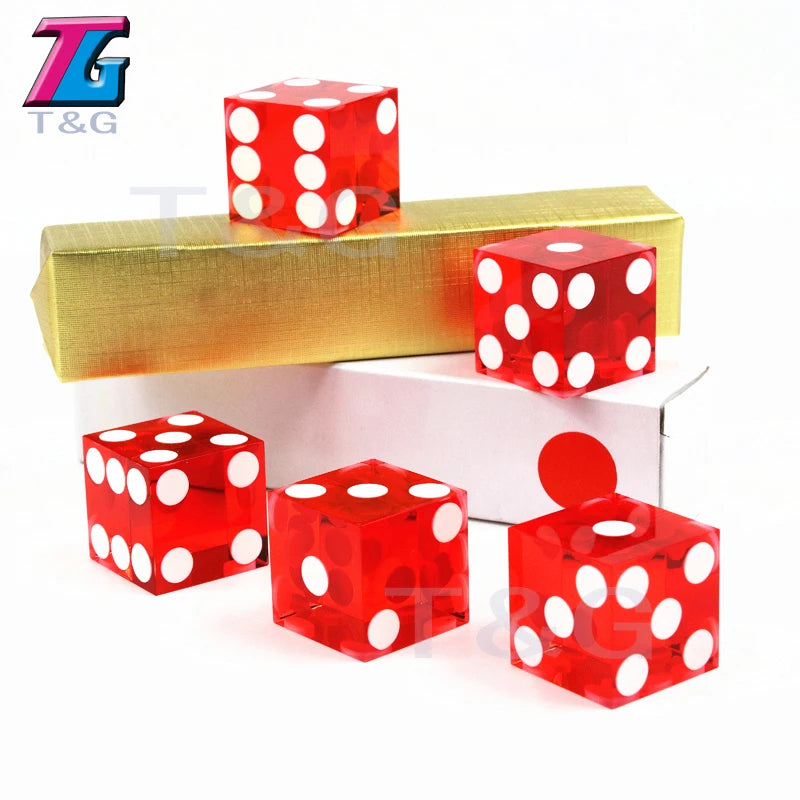 Precision Dice 19MM High-grade Acrylic TransparentSix Sided D6 Casino Sharp Straight Corners 5pcs