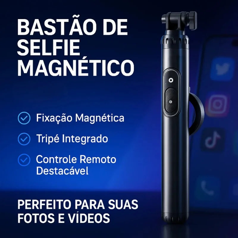 1.54m Magnetic Selfie Stick Tripod Stand Phone Holder Bluetooth Remote Control Rechargeable 360° Rotation Live Streaming