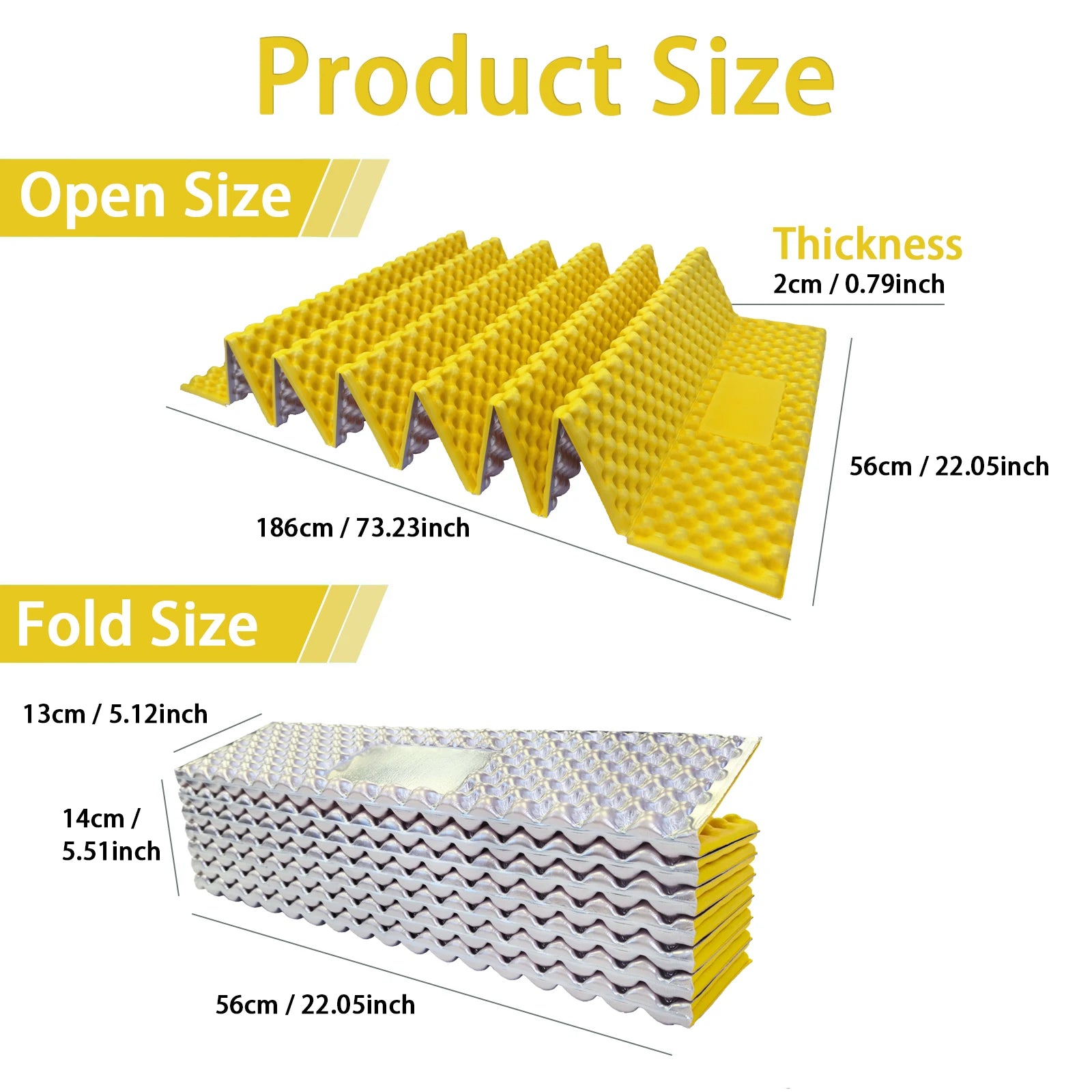 Portable Foldable Egg Crate Foam Pad Thickened Aluminum Foil Sleep Mat Moisture Proof Insulation Mat for Travel Picnic Camping
