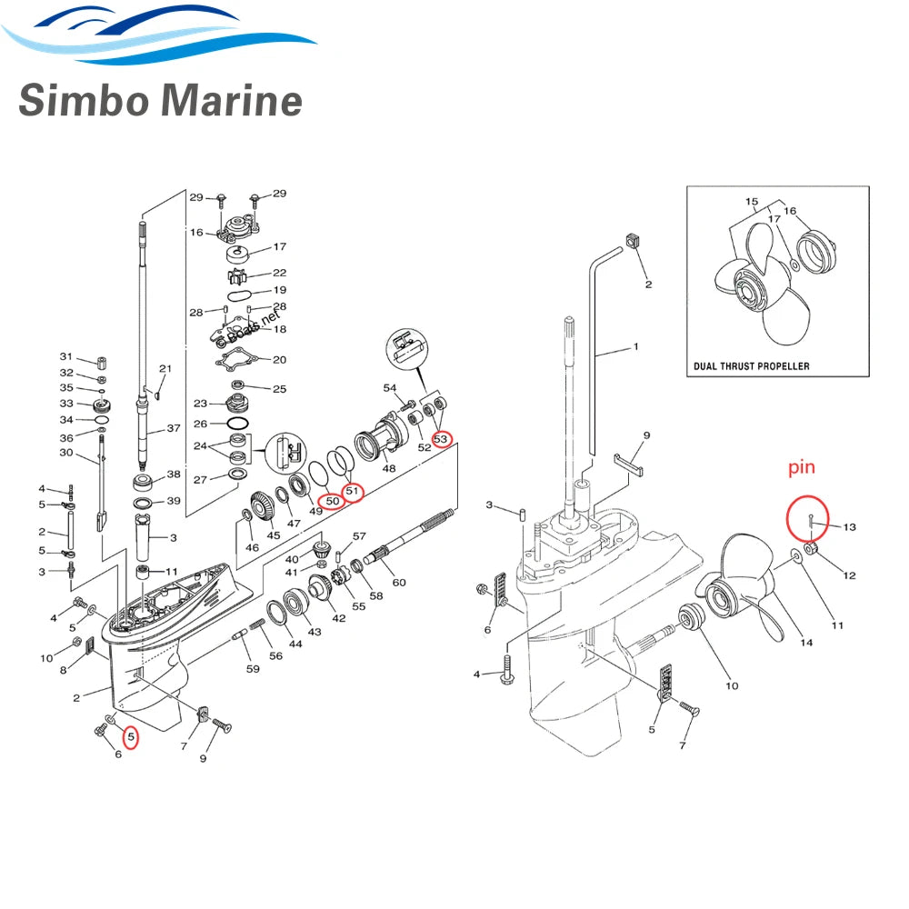 For Yamaha 2/4 stroke 30 40 50 60HP Outboard Lower Unit Gearcase Propeller Shaft Oil Seal Kits 93101-22067-00 O-ring 93210-74775