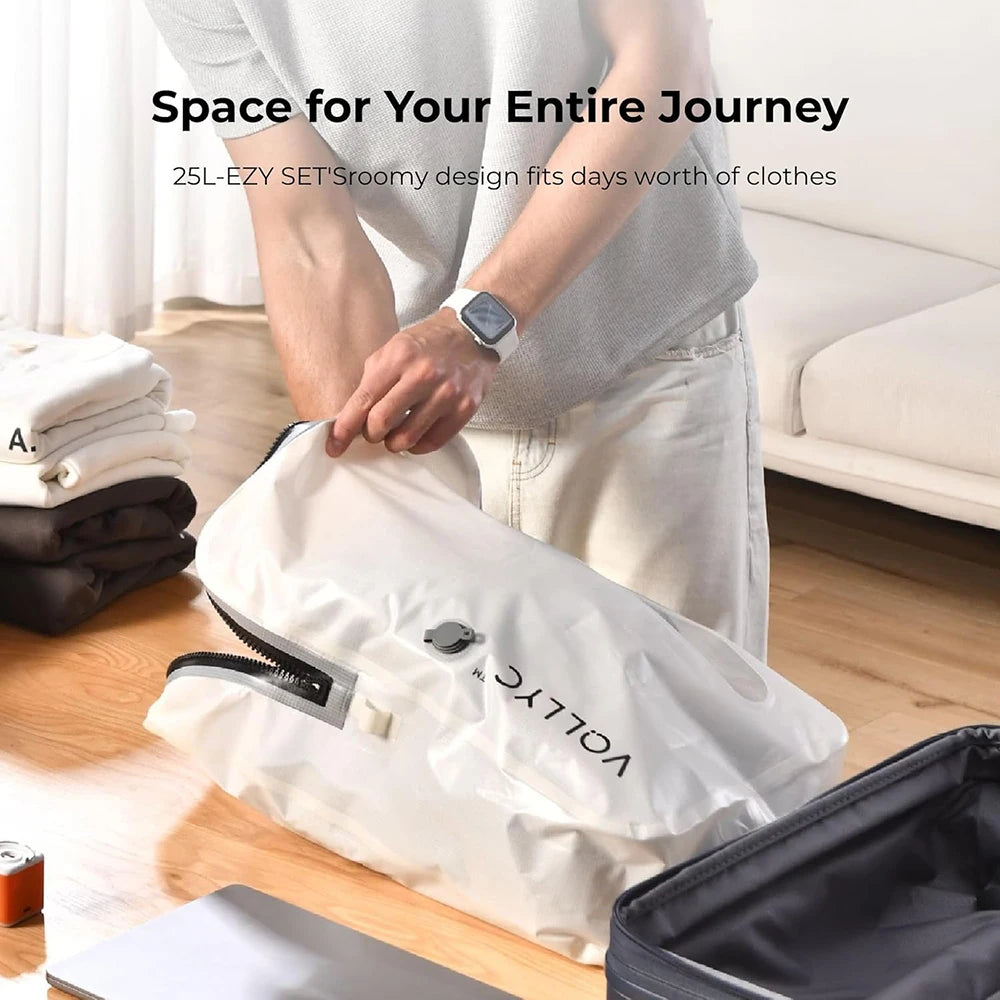 FLEXTAIL X VOLLYC EZYPACK - 25L Vacuum Storage Bag, Reusable Clothing Storage Bag, Travel Backpack Luggage Bag, 85% Compression