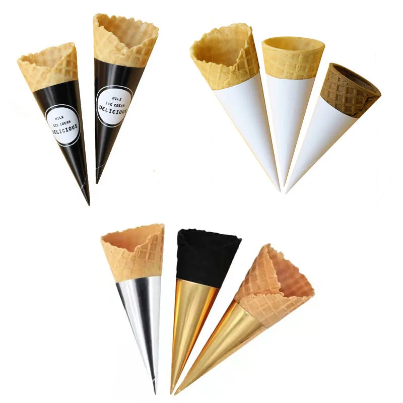 1000pcs Ice Cream Cone Holder Cover Disposable Cones Tray Paper Sleeve DIY Home Summer Party Supplies for Kids