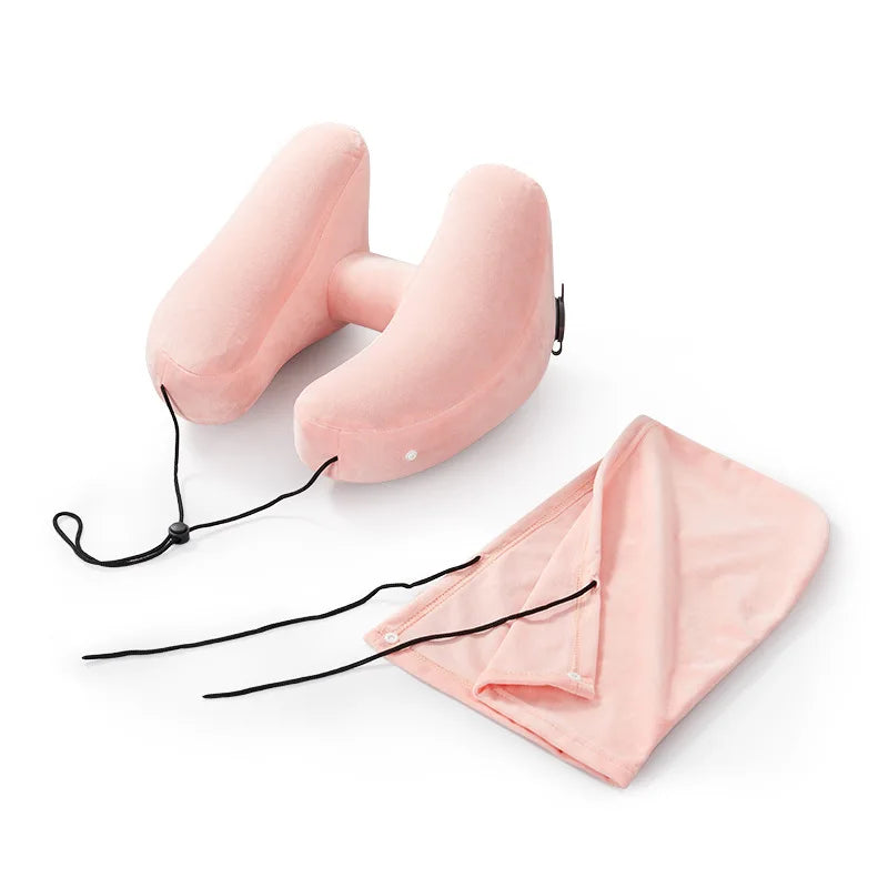 Neck Pillow Travel U-shaped Inflatable Pillow H Hooded Pillow Outdoor Car Long-distance Flight