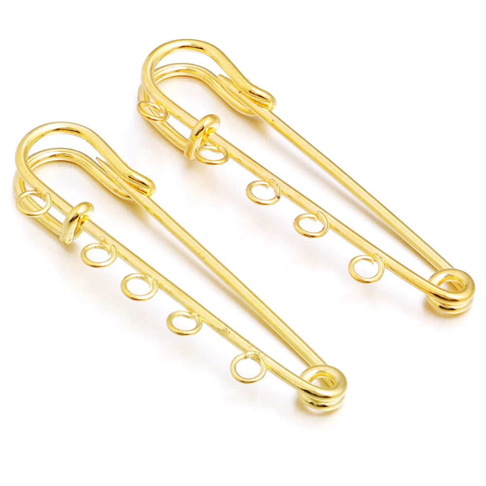 5-10pcs/lot Safety Pins Brooches Blank Base Brooch Pin With Loops Fasteners Pin For DIY Jewelry Making Brooch Charm Accessories