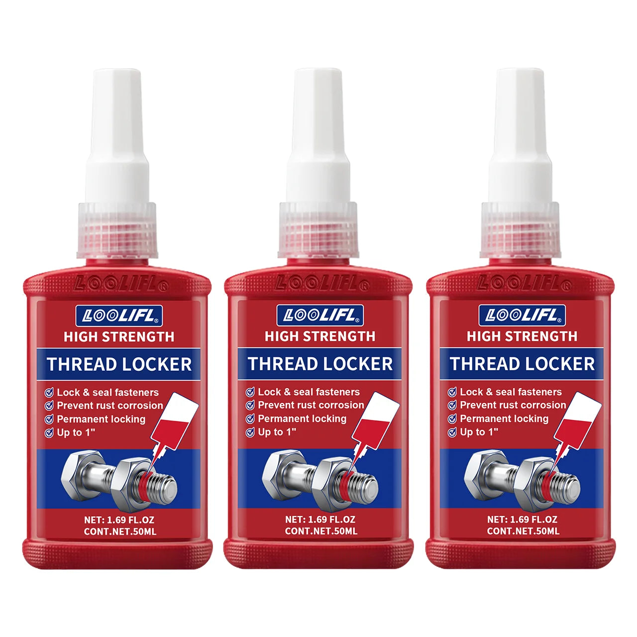 Loolifl243-271 Thread Locking Adhesive, Screw and Nut Sealant, Anti-Loosening, Anti-Vibration, Anti-Rust, Anaerobic Type 10G-50G, Removable and Non-Removable, Pack of Two