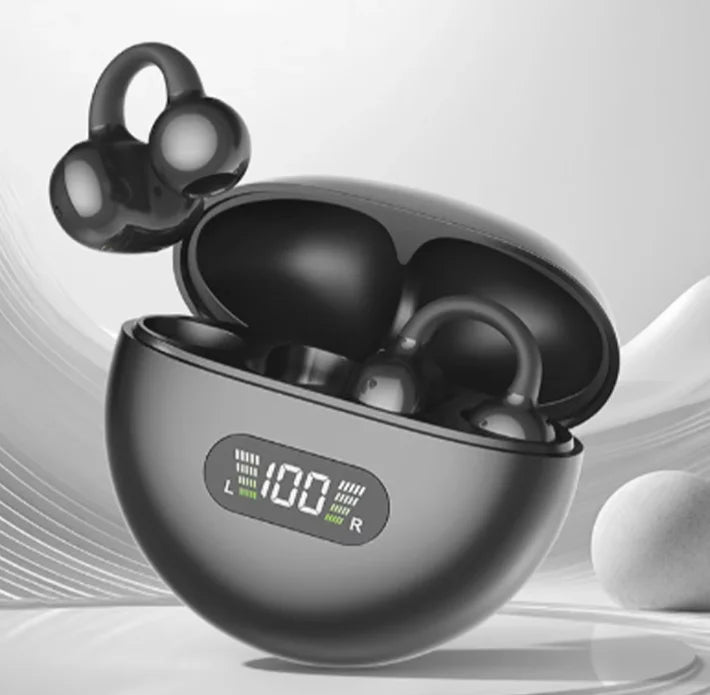 New Q71 TWS Bone Conduction Earphones Bluetooth 5.3 Earbuds Clip on Ear Comfortable Sport Digital Display Headsets