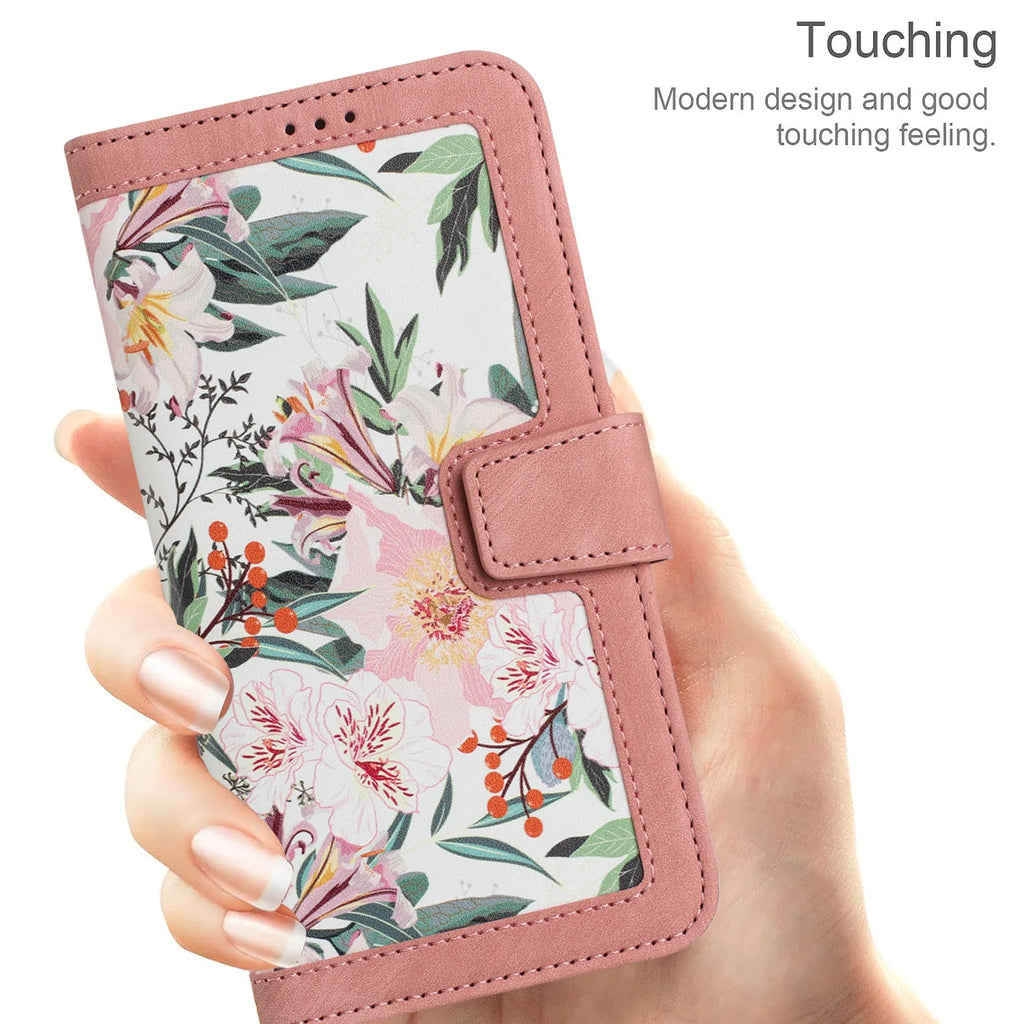 Luxury Flower Pattern Magnetic Flip Leather Case for Galaxy S25 Ultra S20 FE S21 S22 S23 S24 S25 Plus S25 Edge Slim Wallet Case