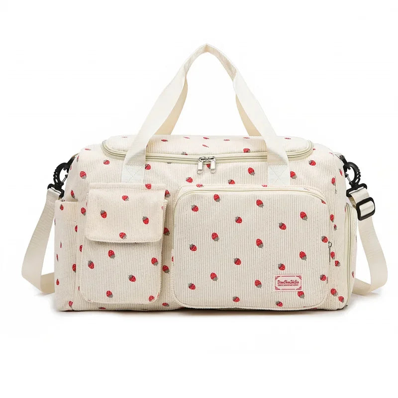 Corduroy Travel Tote Bag Large Capacity Carry On Travel Bag With Shoe Compartment Sports Fitness Bags For Women Duffle Bags