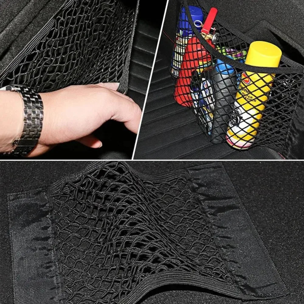 1pc Universal Car Storage Bag Double Mesh Trunk Storage Net, Car Built-in Storage Bag, Car Fixed Net