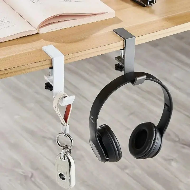 Adjustable Desk Edge Hook Gaming Headphones Desk Hanger Backpack Storage Hanging Hook Holder Punch-free Home Universal Dual Hook